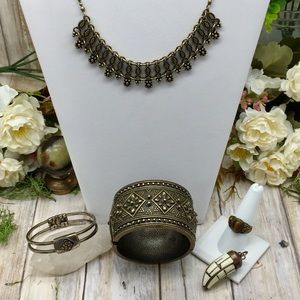 Brass Metal 5 Piece Jewelry Set